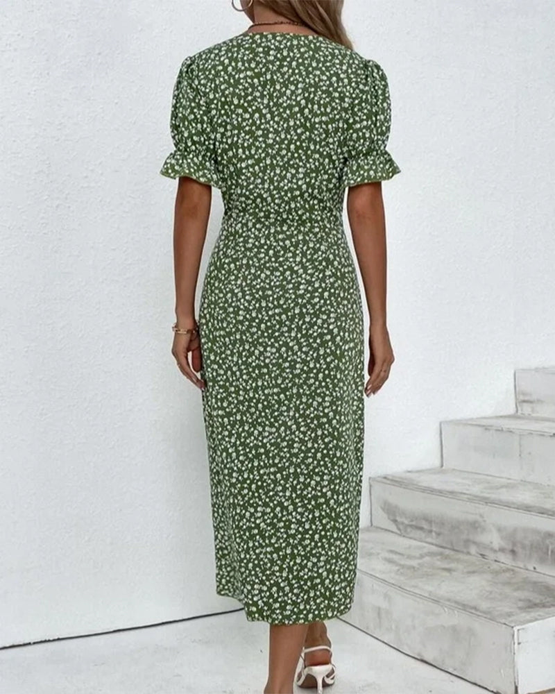 Rosa Women's Dress - Elegant Floral Midi Dress with Comfortable Cut