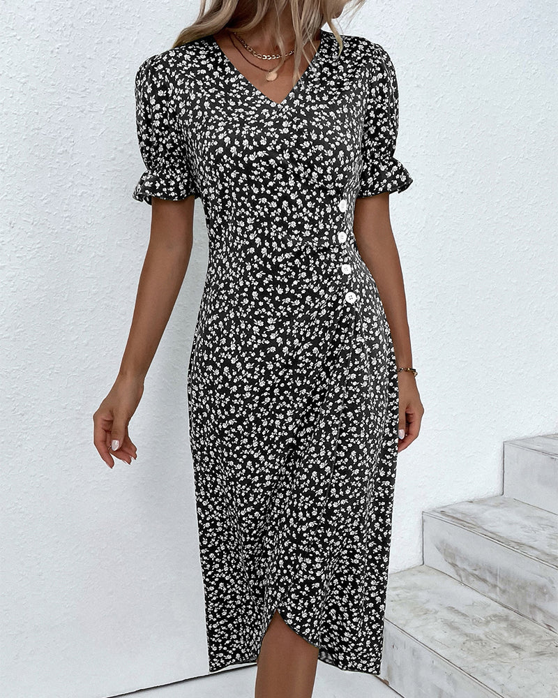 Rosa Women's Dress - Elegant Floral Midi Dress with Comfortable Cut