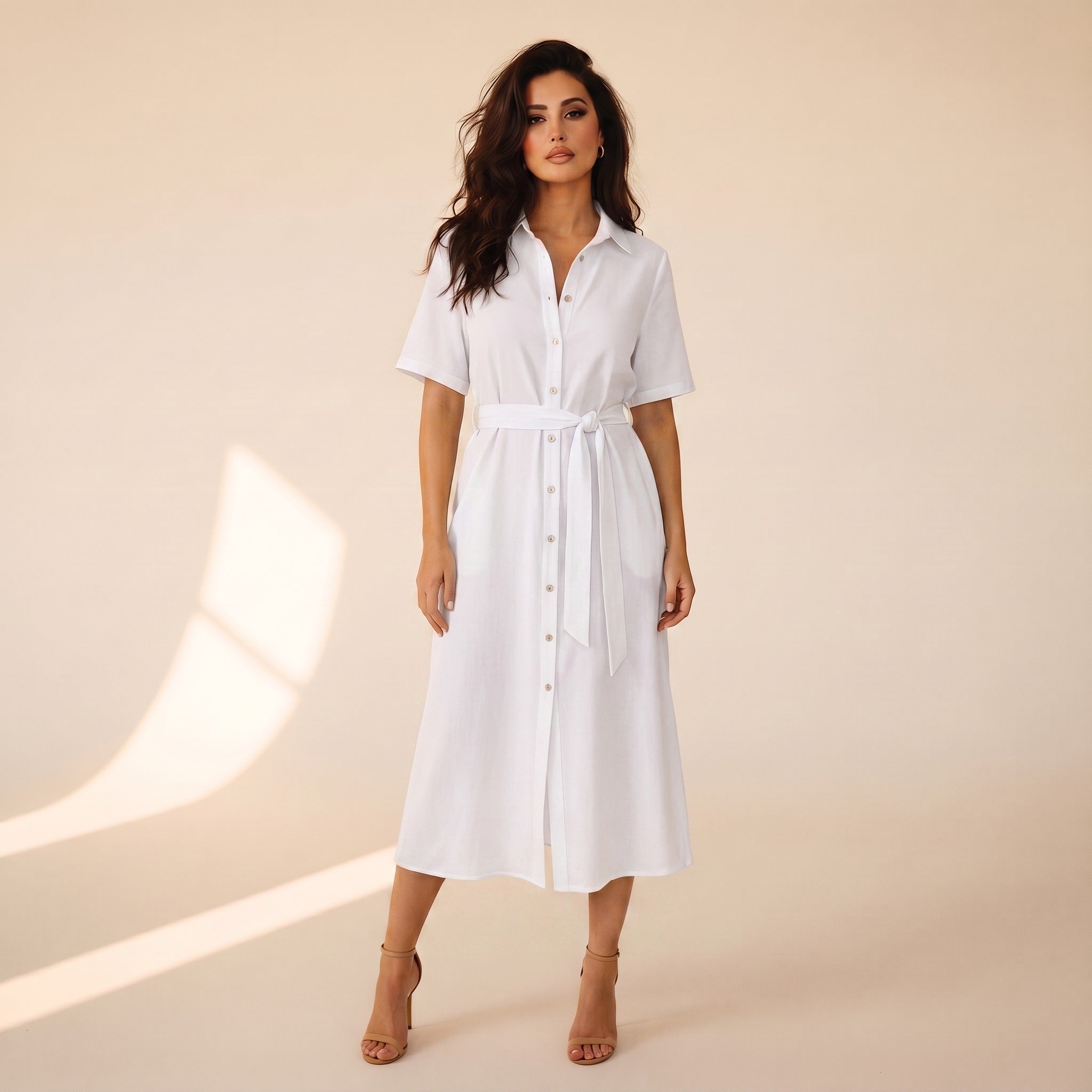 Odette | Women's Cotton Shirt Dress - White