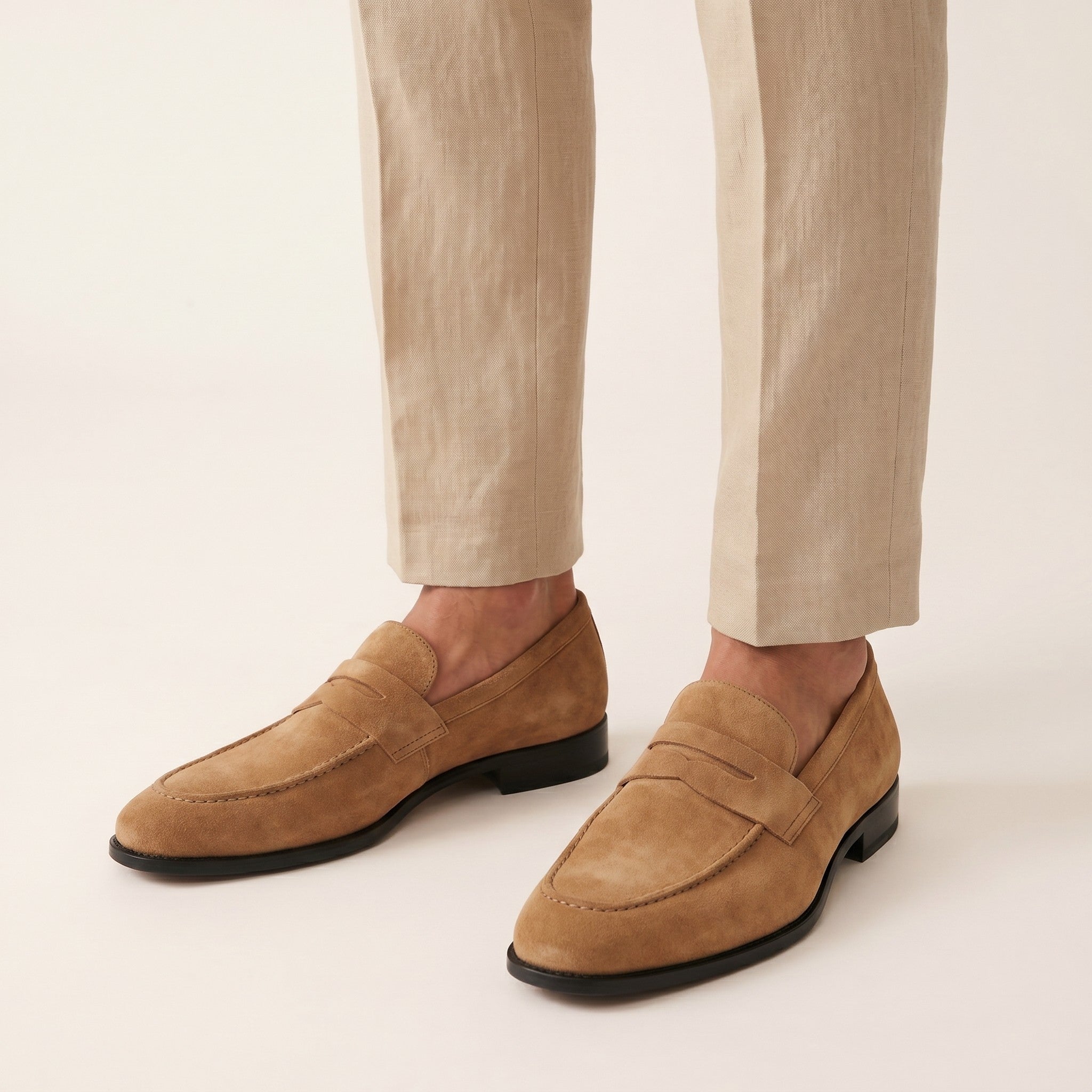 Aurelio | Men's Suede Penny Loafers - tan