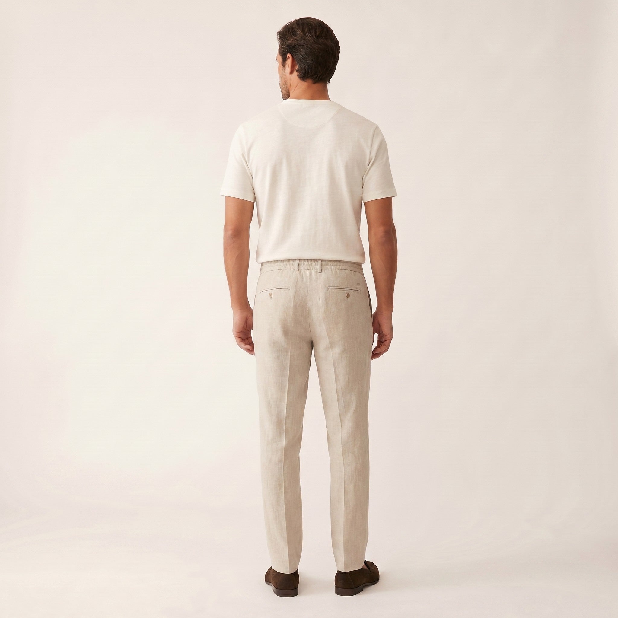 Adrien | Men's Linen Drawstring Trousers - view 2