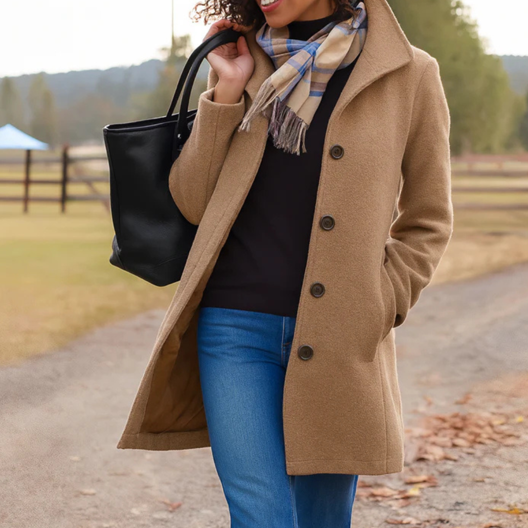 Notched Lapel Coat for Women