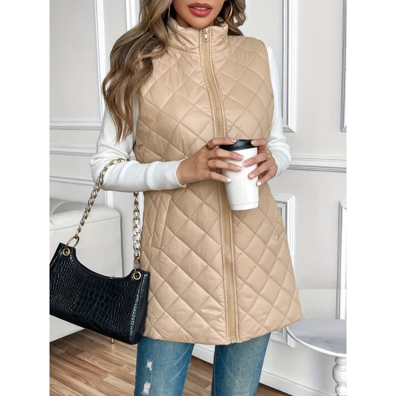 Women’s Quilted Zip-Up Vest – Lightweight Padded Sleeveless Jacket