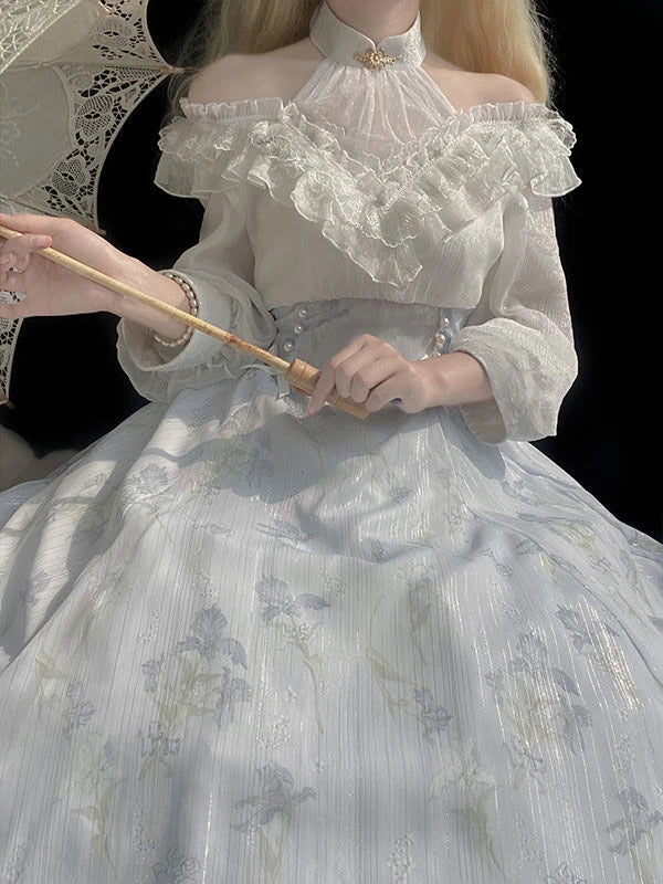 Elegance Midi Dress in Belle Époque Couture Style