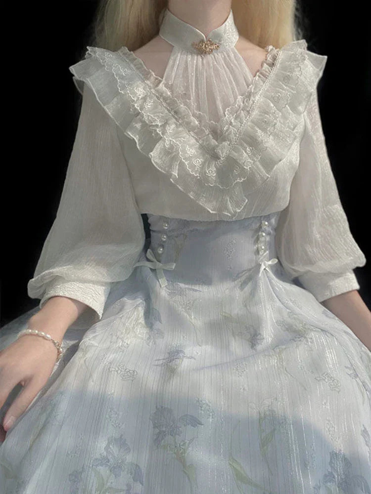 Elegance Midi Dress in Belle Époque Couture Style