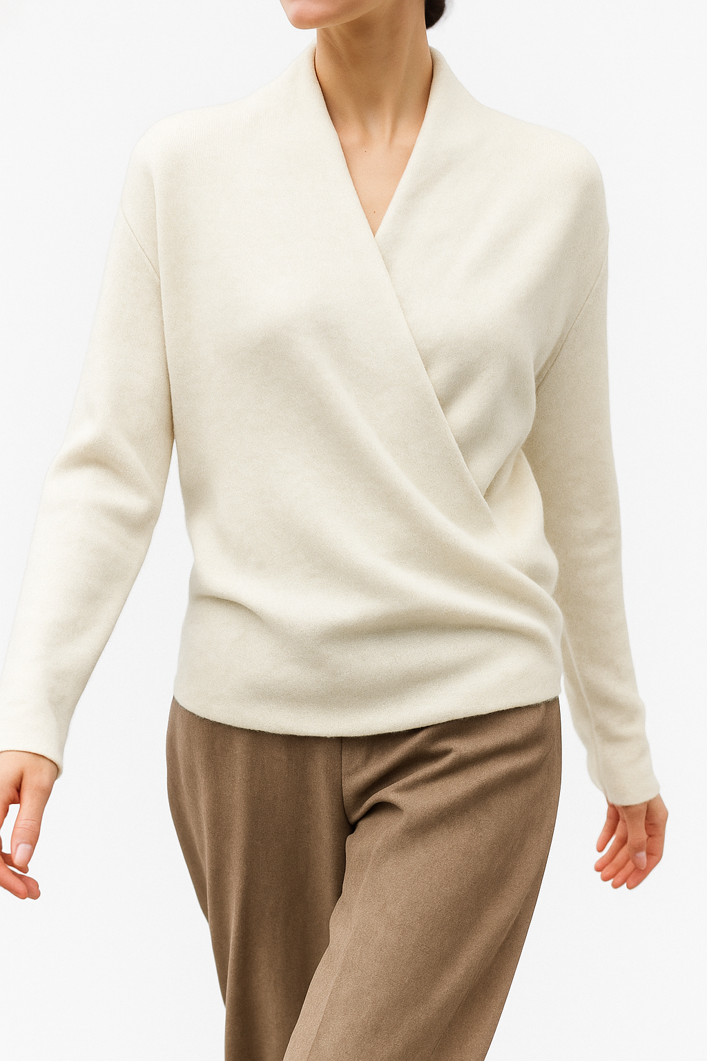 Cashmere Wrap Sweater – Elegant Soft Knit V-Neck for Effortless Style