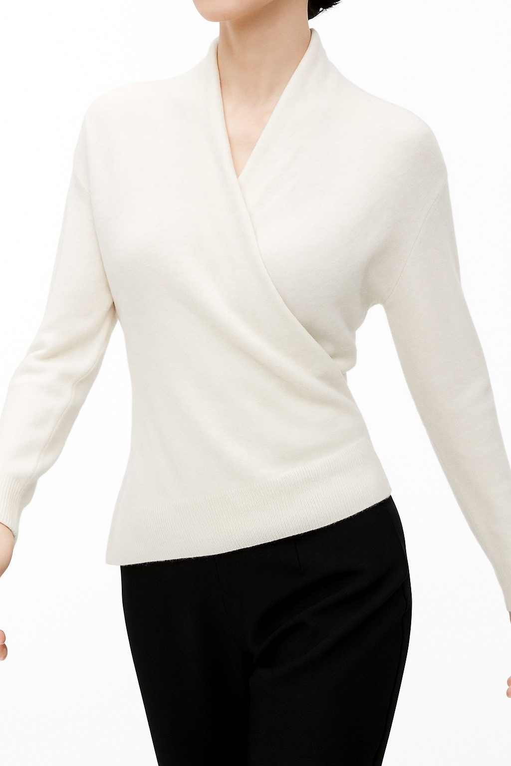 Cashmere Wrap Sweater – Elegant Soft Knit V-Neck for Effortless Style