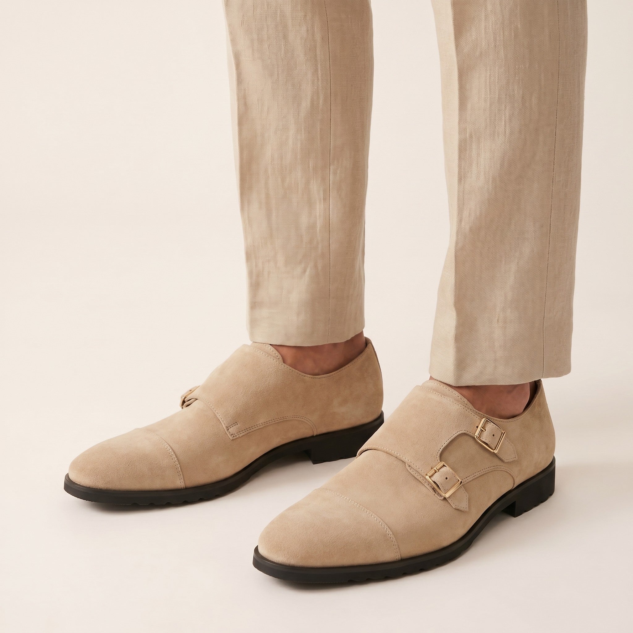 Lorenzo | Men's Suede Slip-On Loafers - light beige