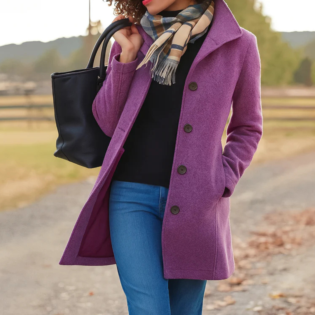 Notched Lapel Coat for Women