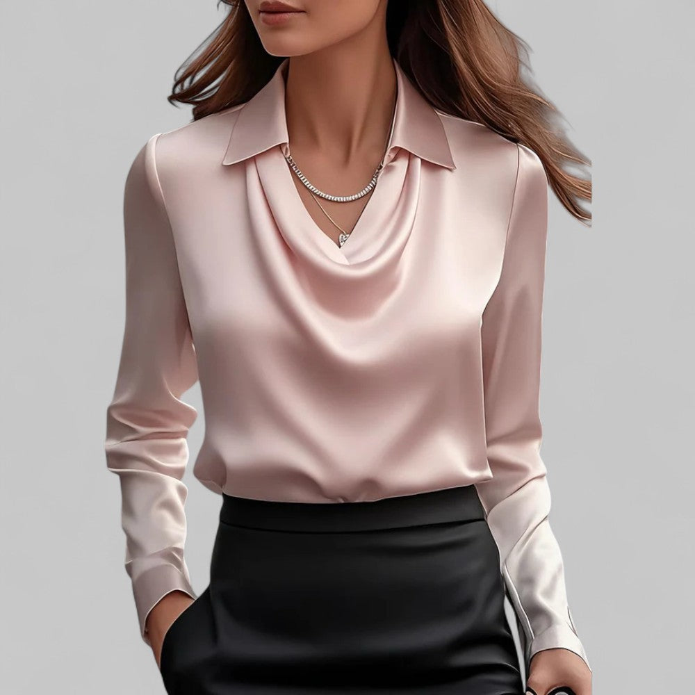 Long Sleeve Collared Blouse for Women