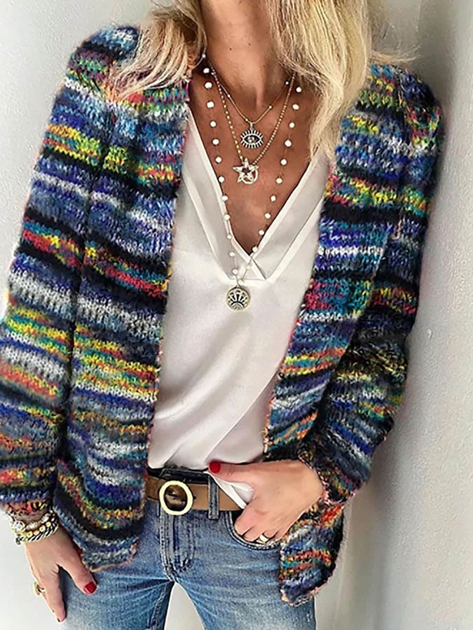 Colorful Striped Women's Cardigan