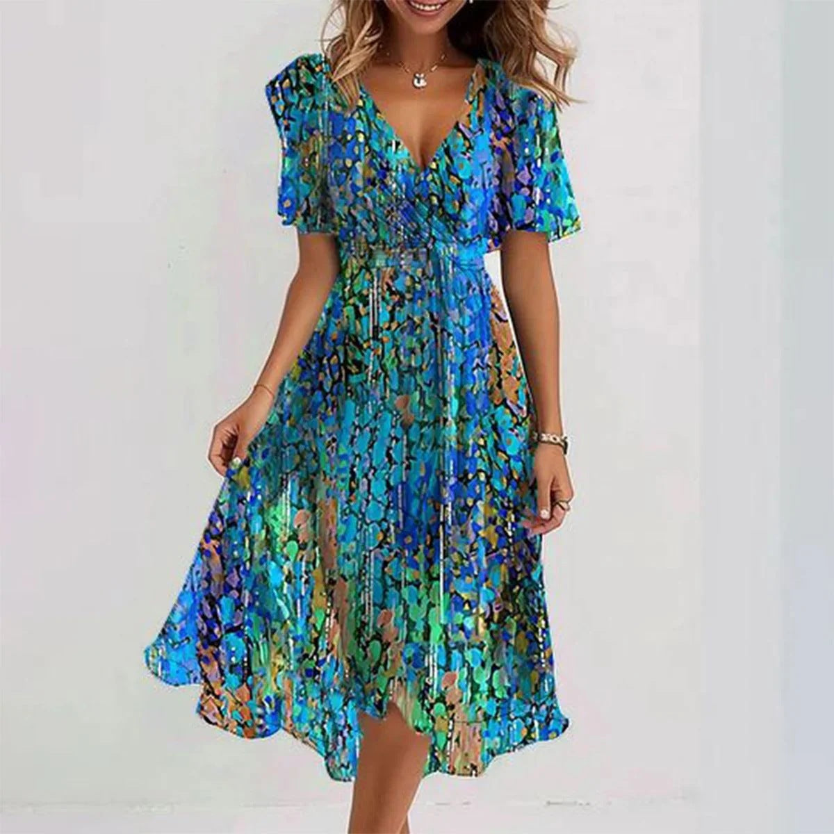 Clara Women's Dress - Elegant Short Sleeve Dress with Flattering Cut and Timeless Design
