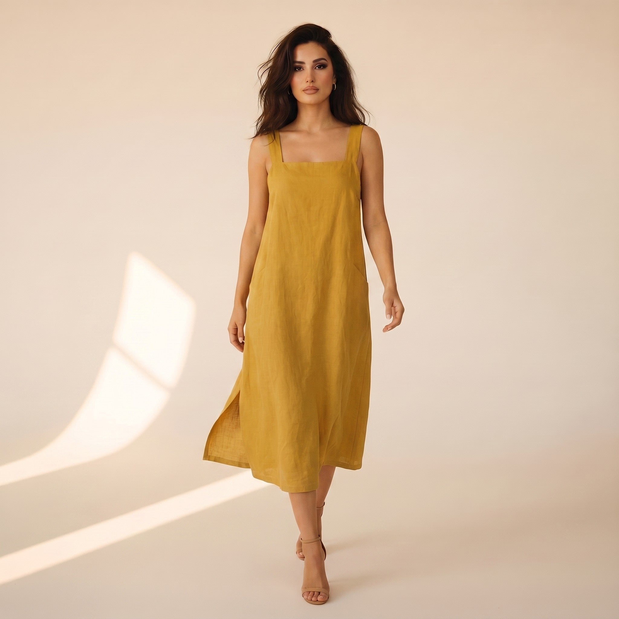 Ingrid | Women's Linen Pinafore Dress - view 4