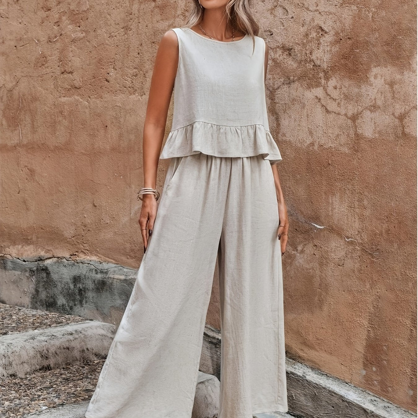Linen Ruffle Jumpsuit | Women’s Summer Look | Casual Summer Style