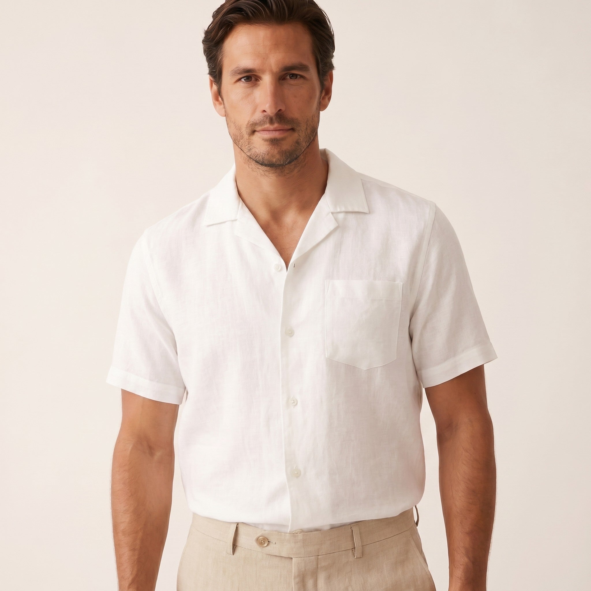 Soren | Men's Linen Cuban Collar Shirt - view 3
