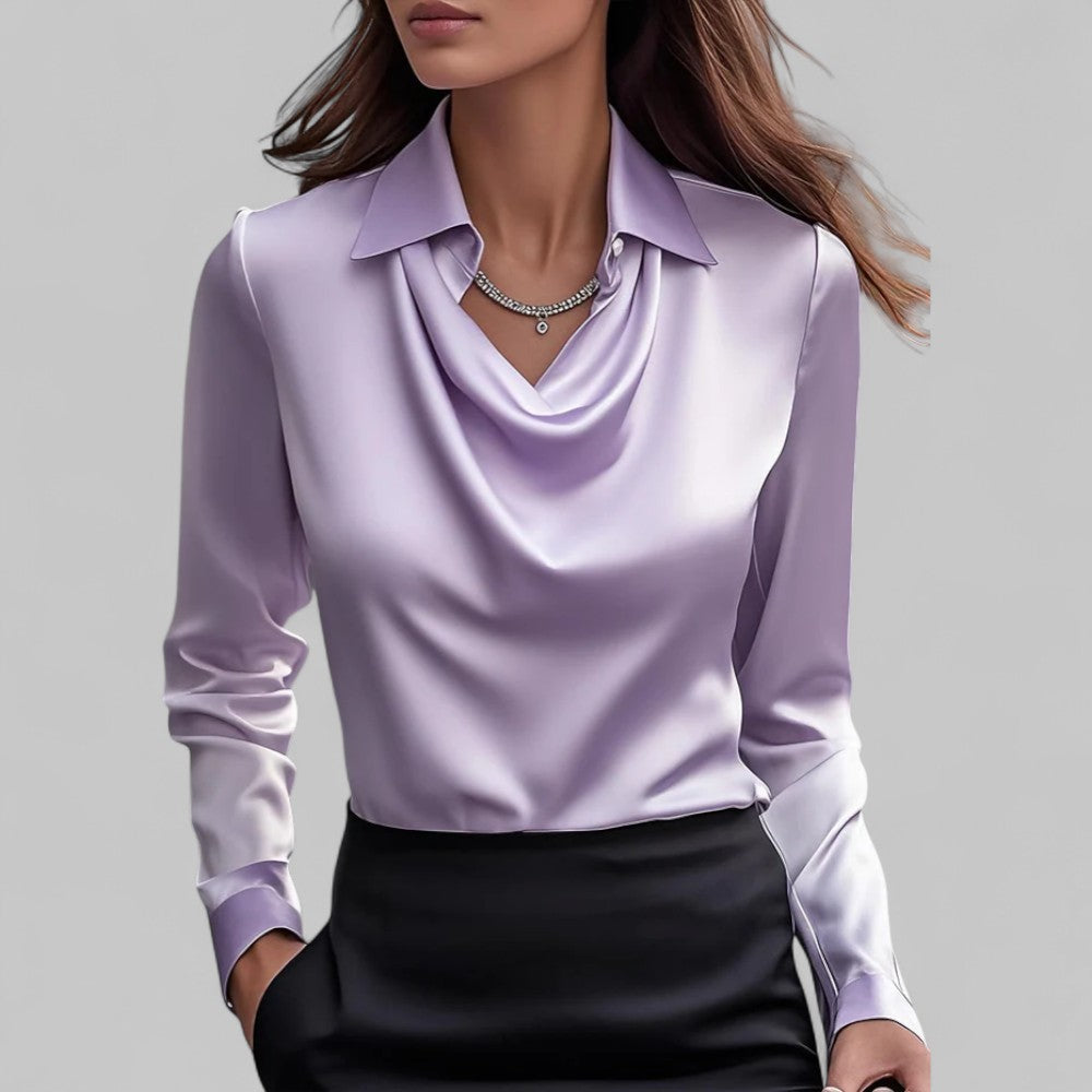 Long Sleeve Collared Blouse for Women