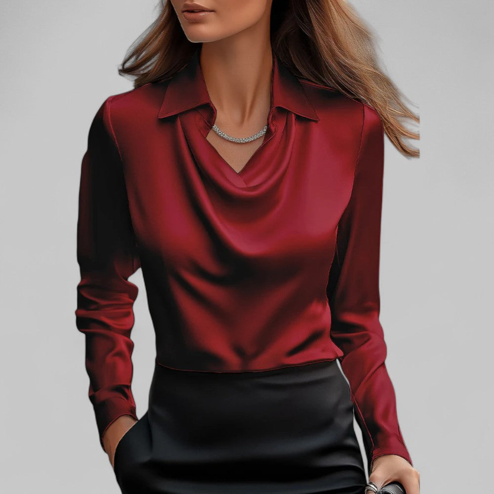 Long Sleeve Collared Blouse for Women