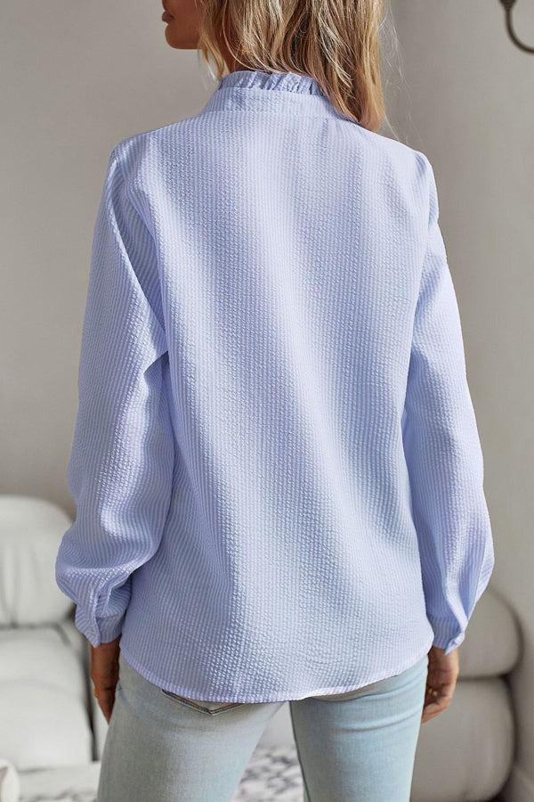 Women’s Printed V Neck Shirt – Long Sleeve Cotton Blend Casual Top