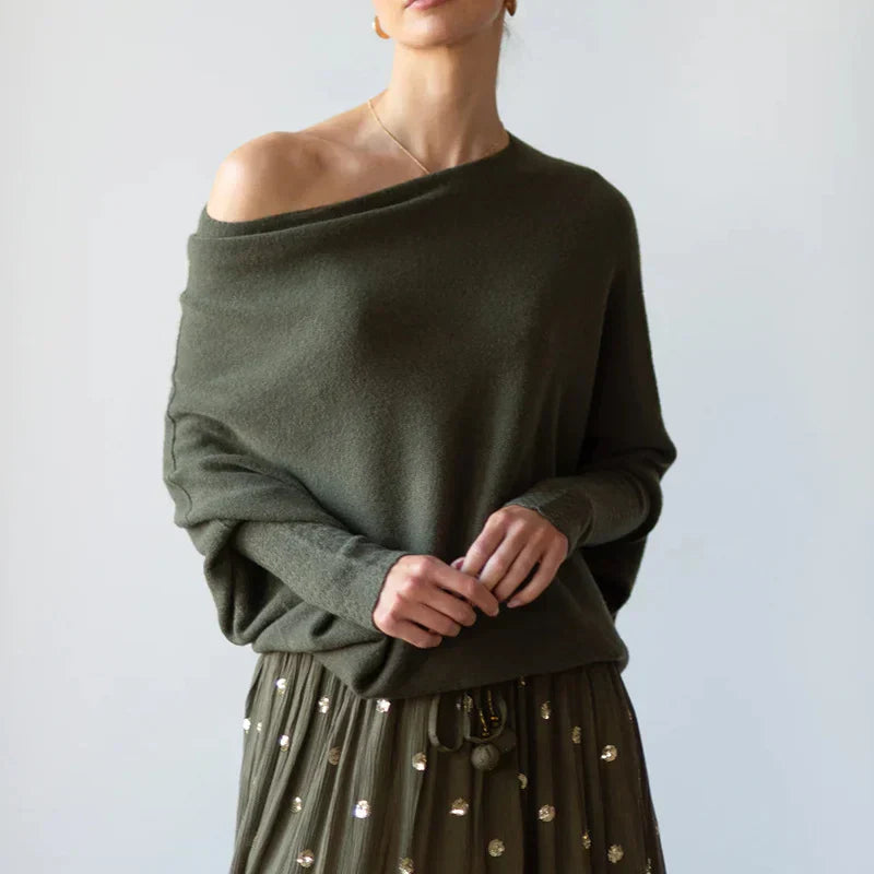 Off-Center Draped Sweater by Paulina