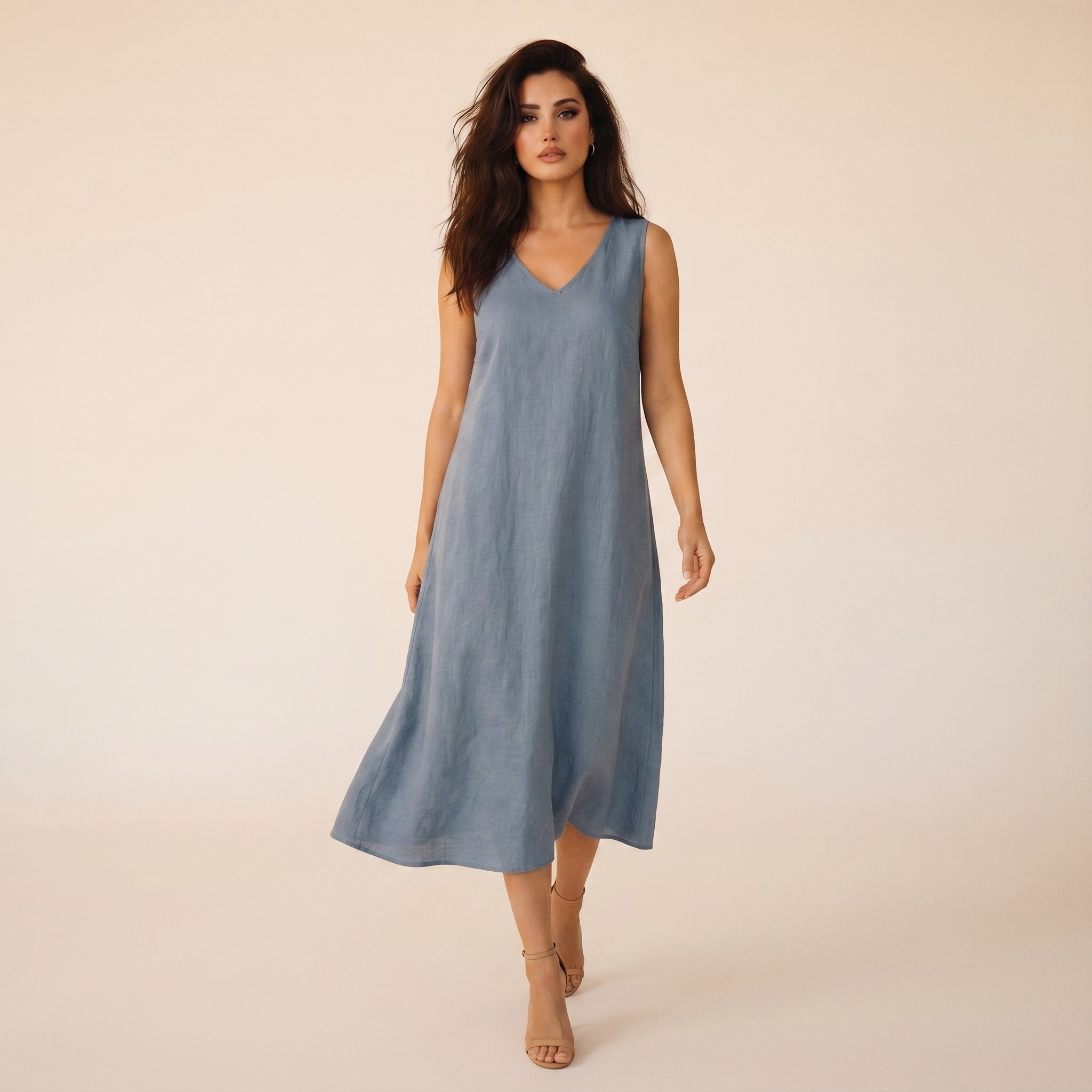 Bellamy | Women's Linen A-Line Midi Dress - view 4