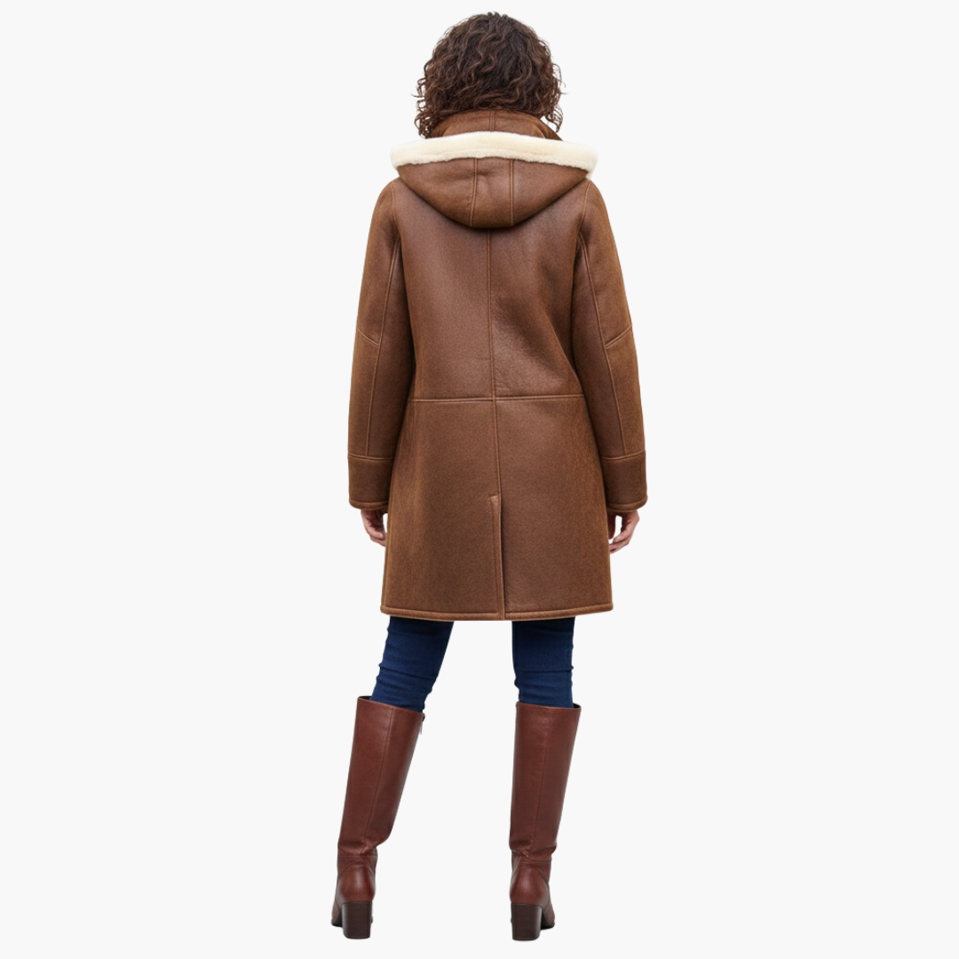 Hooded Toggle Long Coat for Women