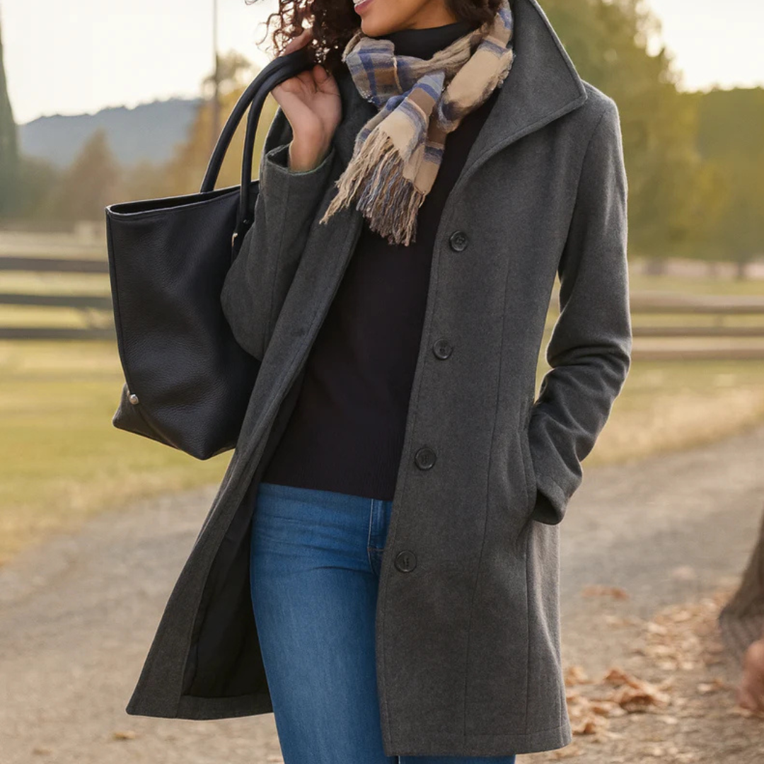 Notched Lapel Coat for Women