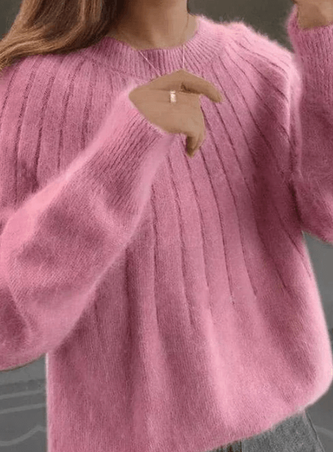 Ribbed Crew Neck Sweater for Women