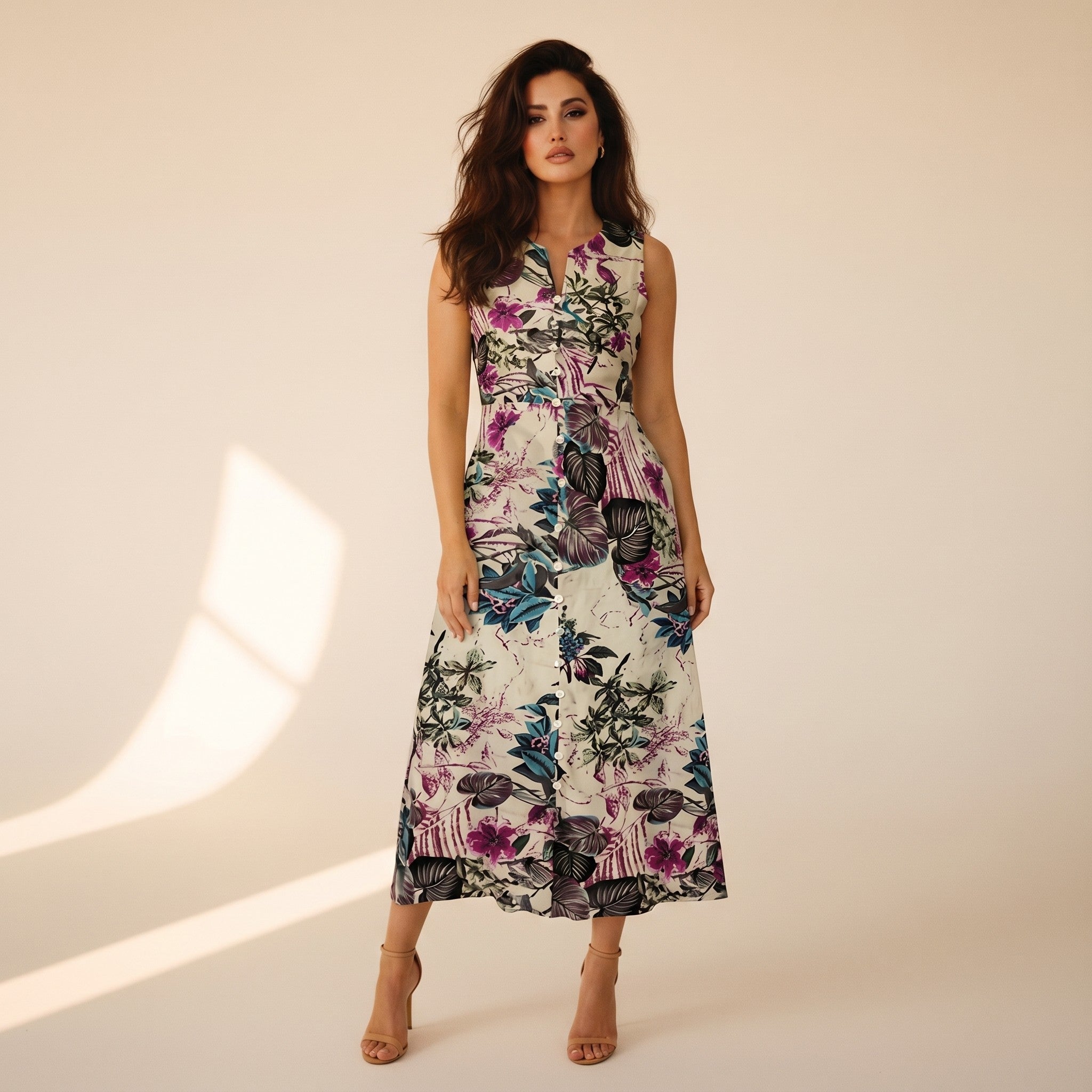 Romilly | Women's Floral Cotton Maxi Dress - ditsy floral front