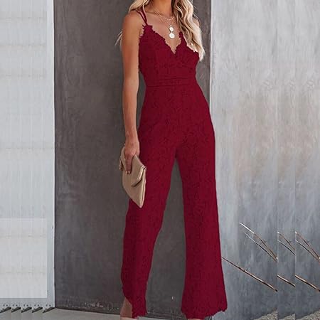 Lace-Accented Sleeveless Jumpsuit