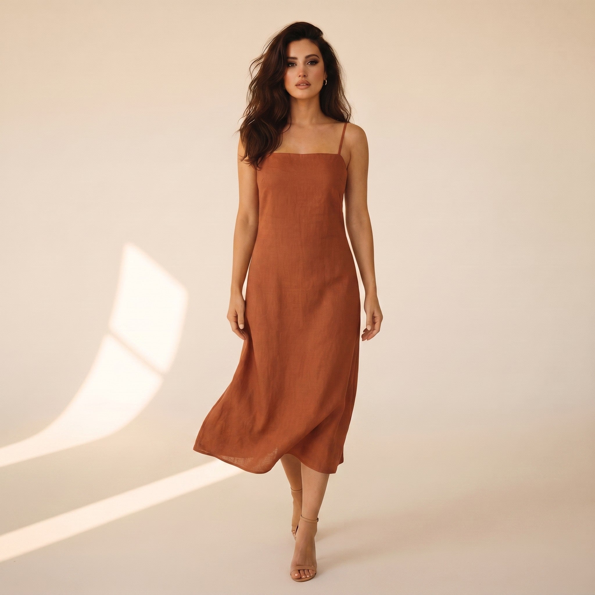 Delphine | Women's Linen Cami Midi Dress - view 4