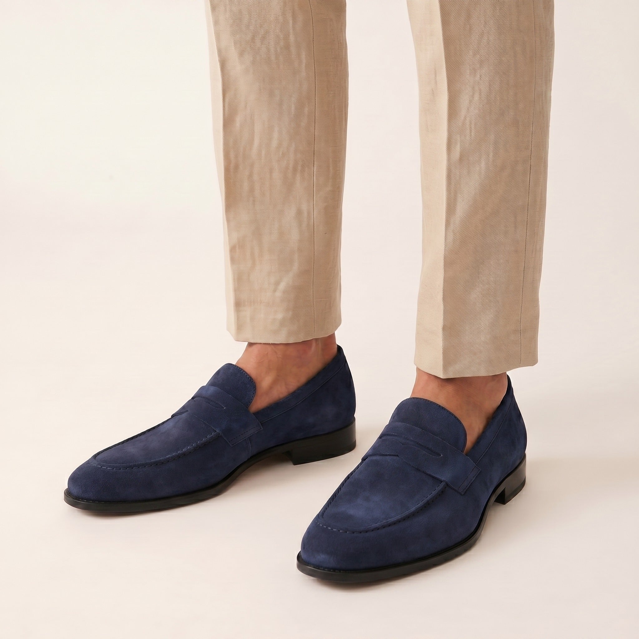Aurelio | Men's Suede Penny Loafers - Navy