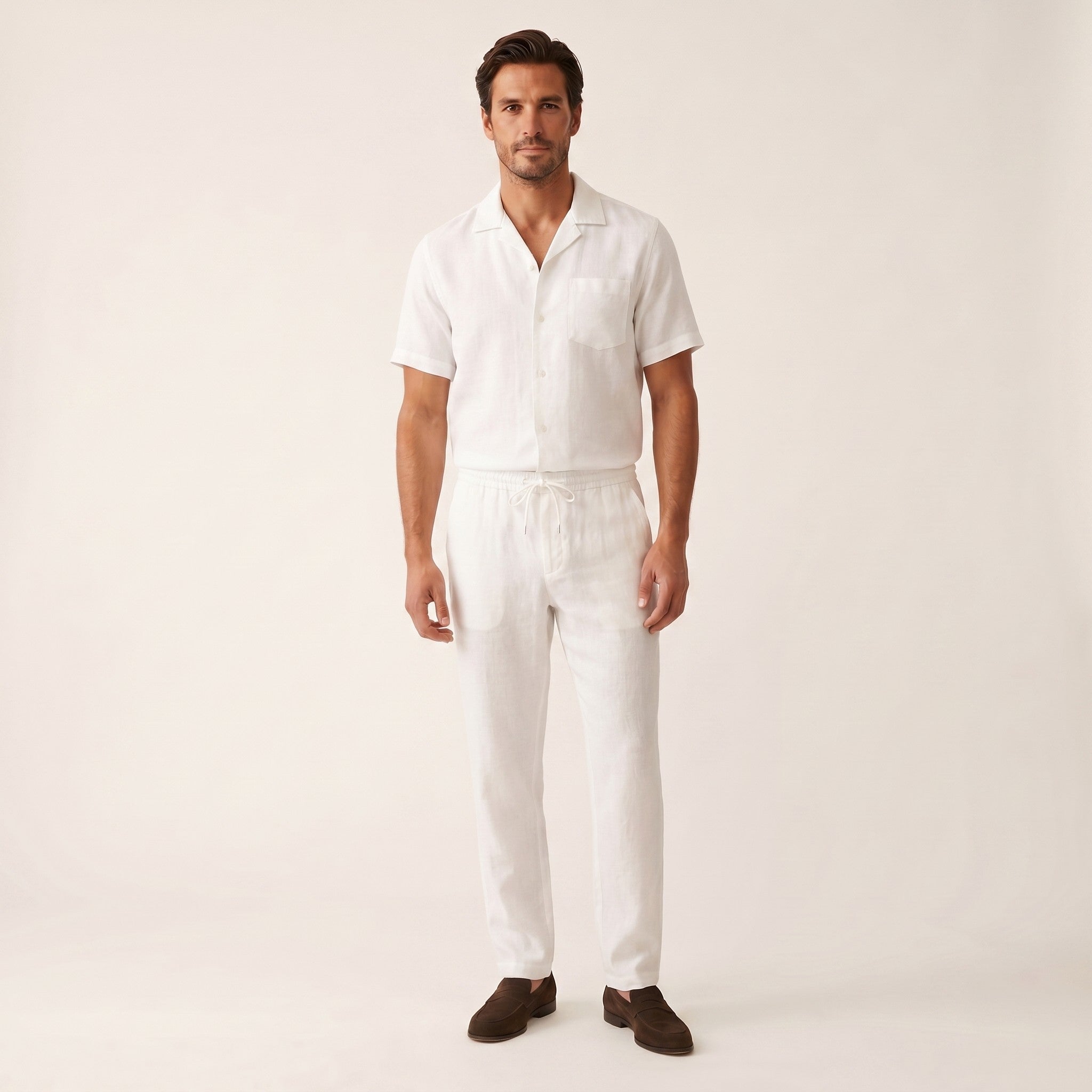 Soren | Men's Linen Cuban Collar Shirt - white