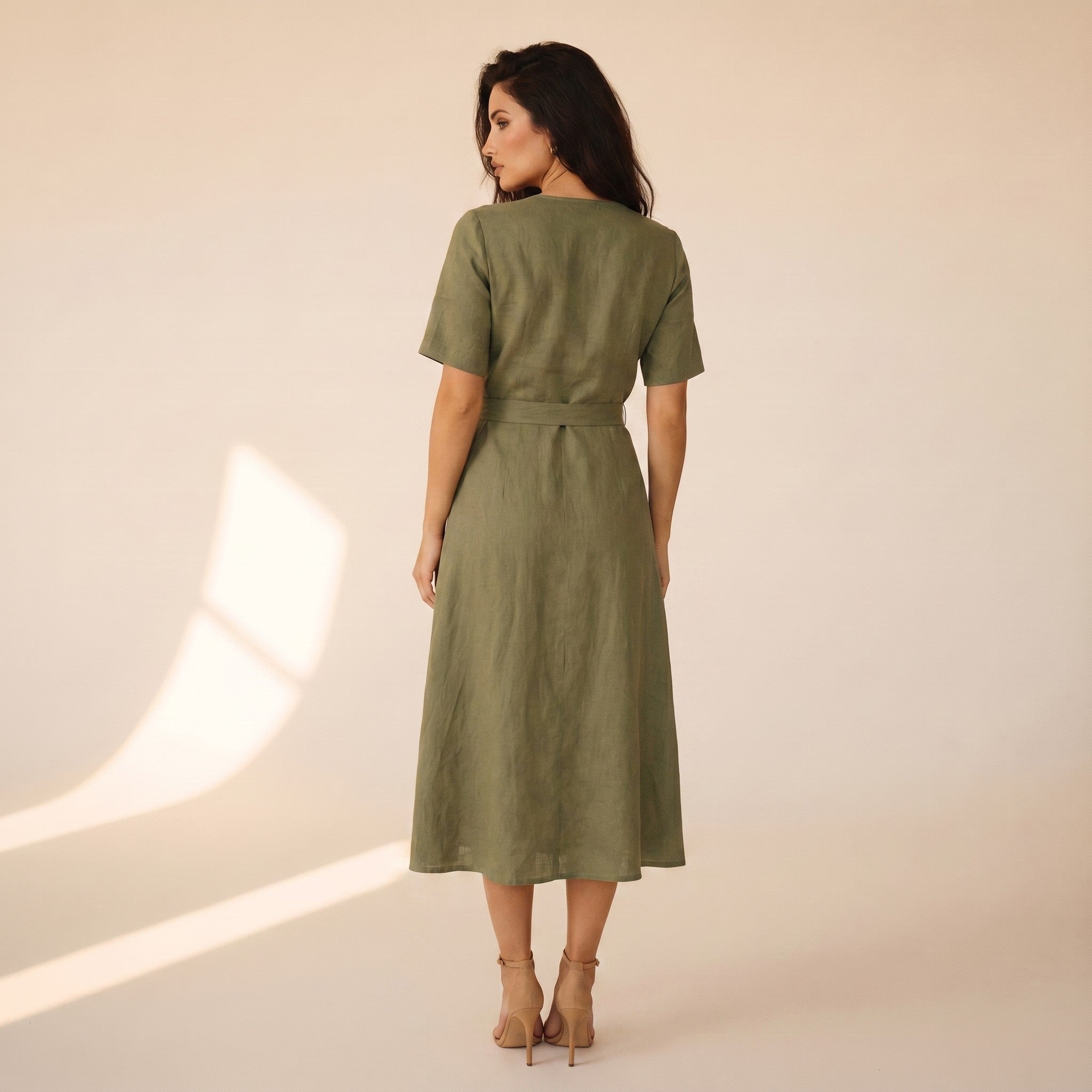 Genevra | Women's Linen Wrap Dress - view 2