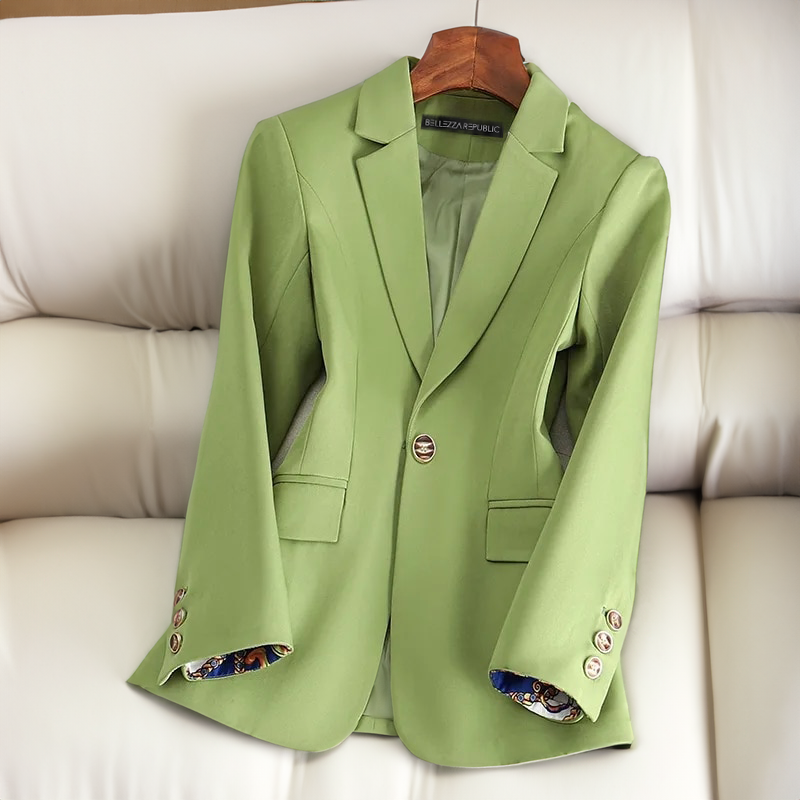 Women’s Cotton Blend Blazer – Tailored Notch Collar Smart Jacket