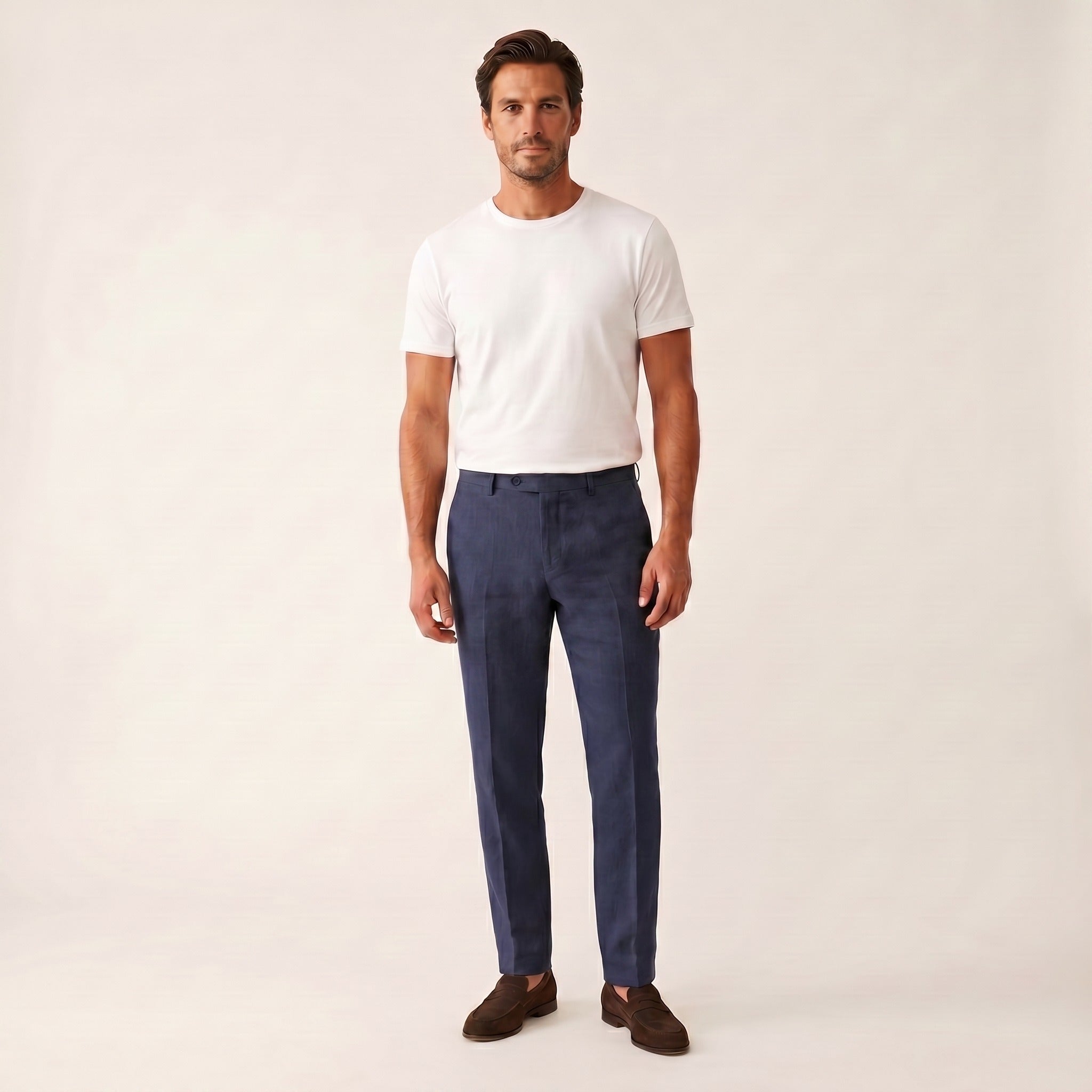 Hugo | Men's Linen Trousers - Navy