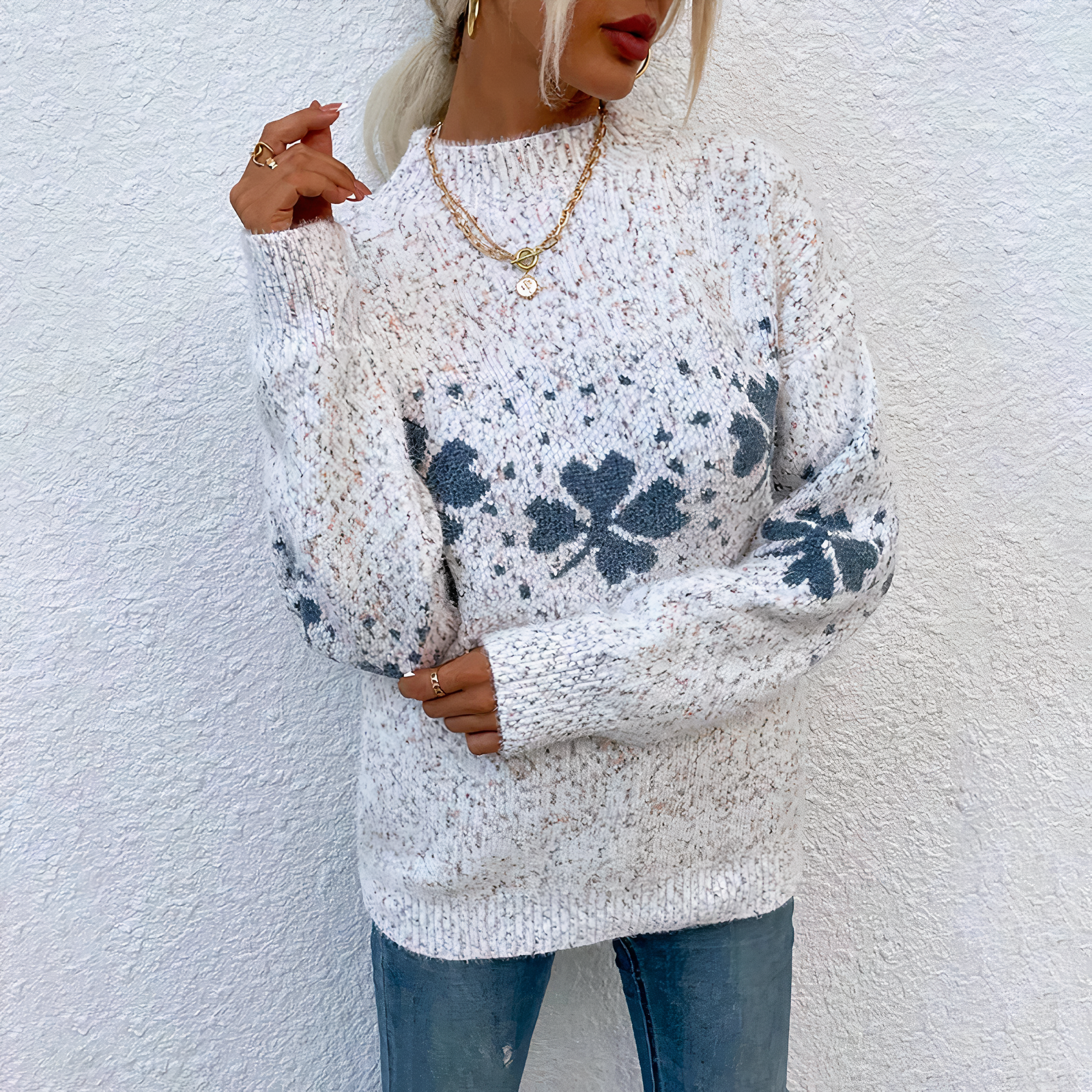 Alinaé Clover Pattern Sweater