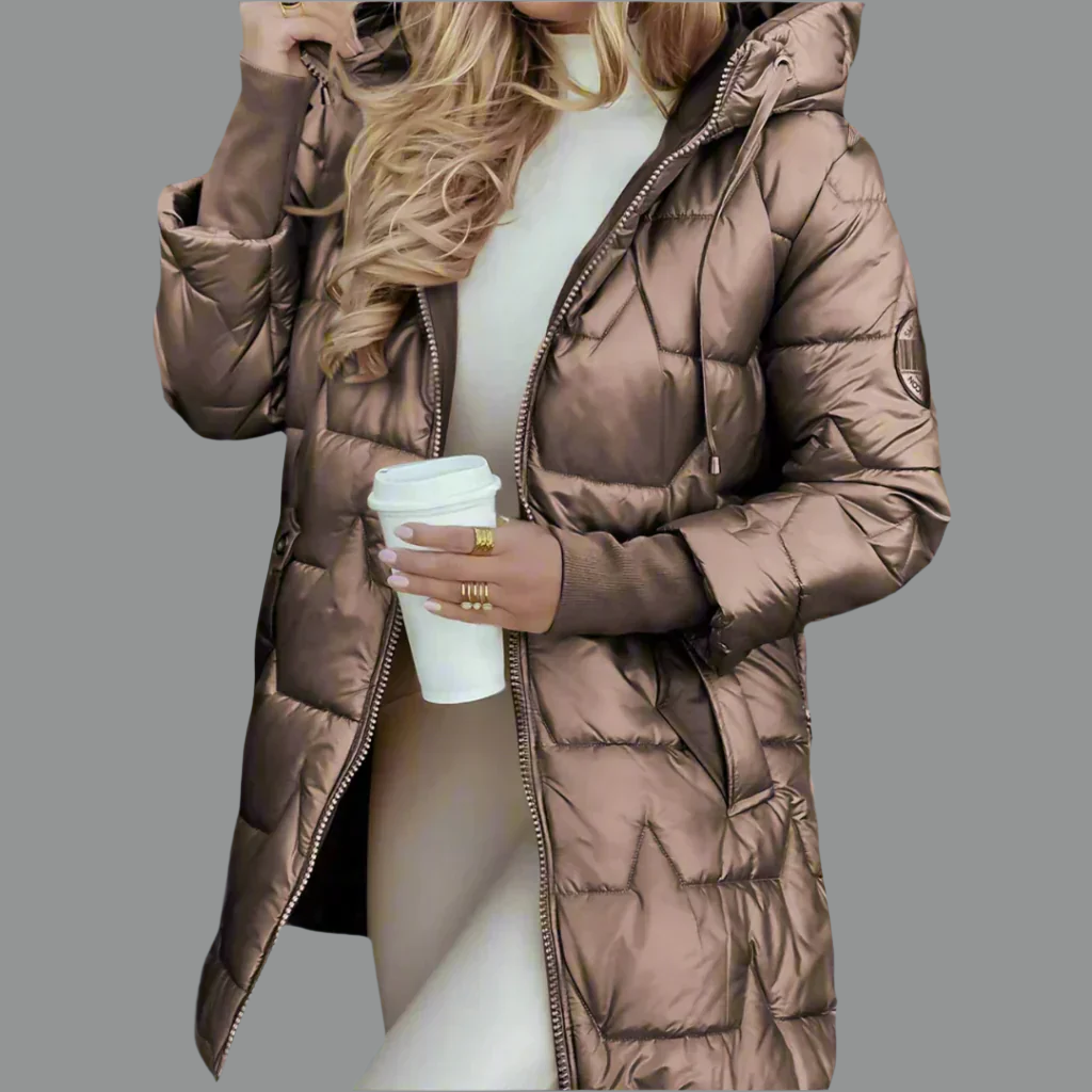 Quilted Spring Jacket for Women – Lightweight Hooded Jacket with Glossy Finish for Everyday Wear