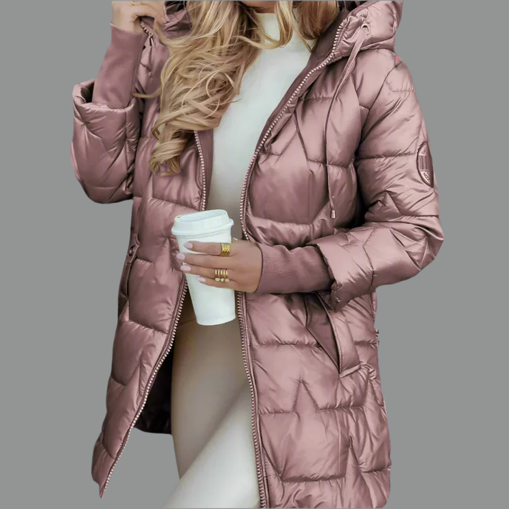 Quilted Spring Jacket for Women – Lightweight Hooded Jacket with Glossy Finish for Everyday Wear