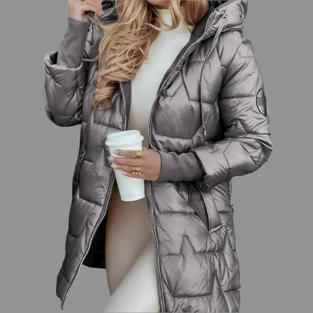 Quilted Spring Jacket for Women – Lightweight Hooded Jacket with Glossy Finish for Everyday Wear