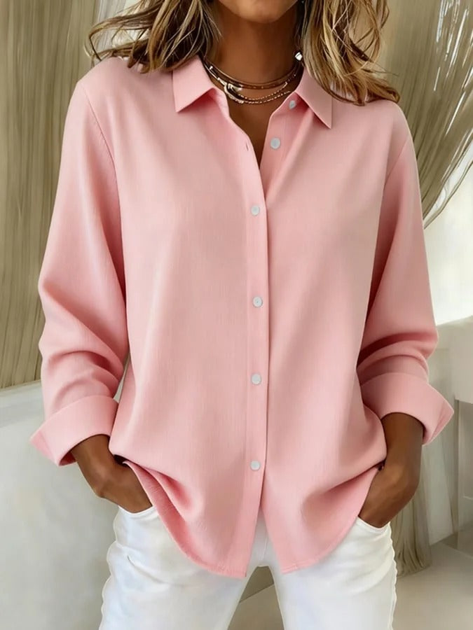Women’s Relaxed Fit Button-Up Blouse – Lightweight Collared Top in Extended Sizes