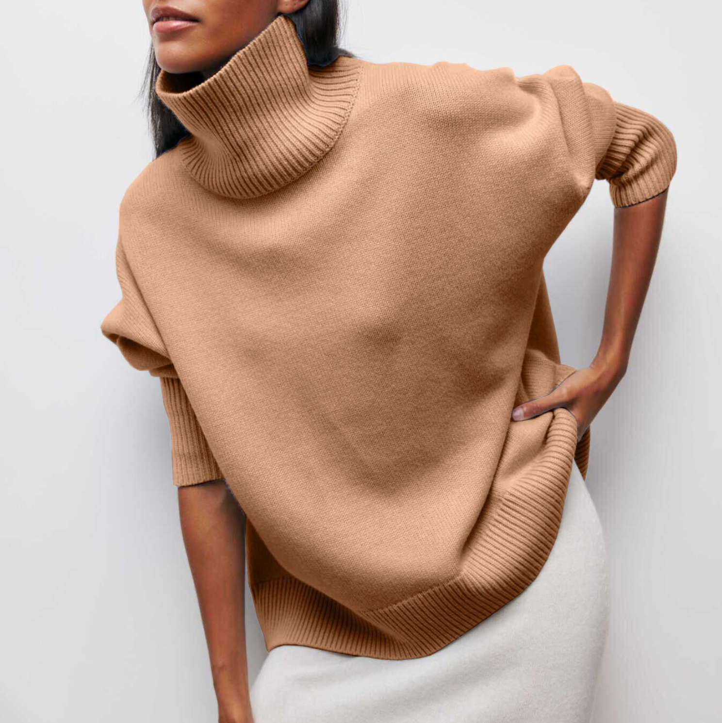 Women’s Knitted Turtleneck Jumper – Soft Warm Winter Sweater