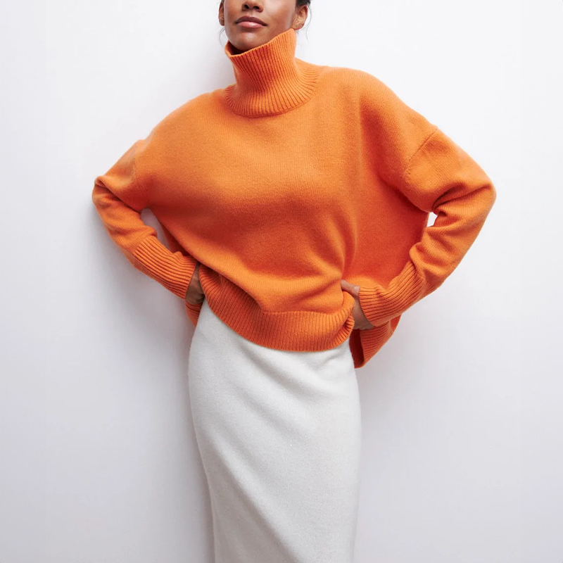 Women’s Knitted Turtleneck Jumper – Soft Warm Winter Sweater