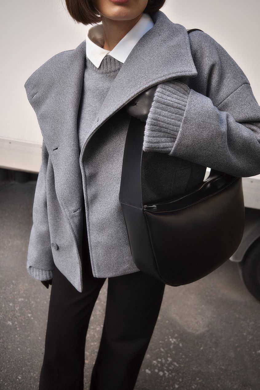 Women’s Double-Breasted Casual Coat – Tailored Long Coat with High Collar