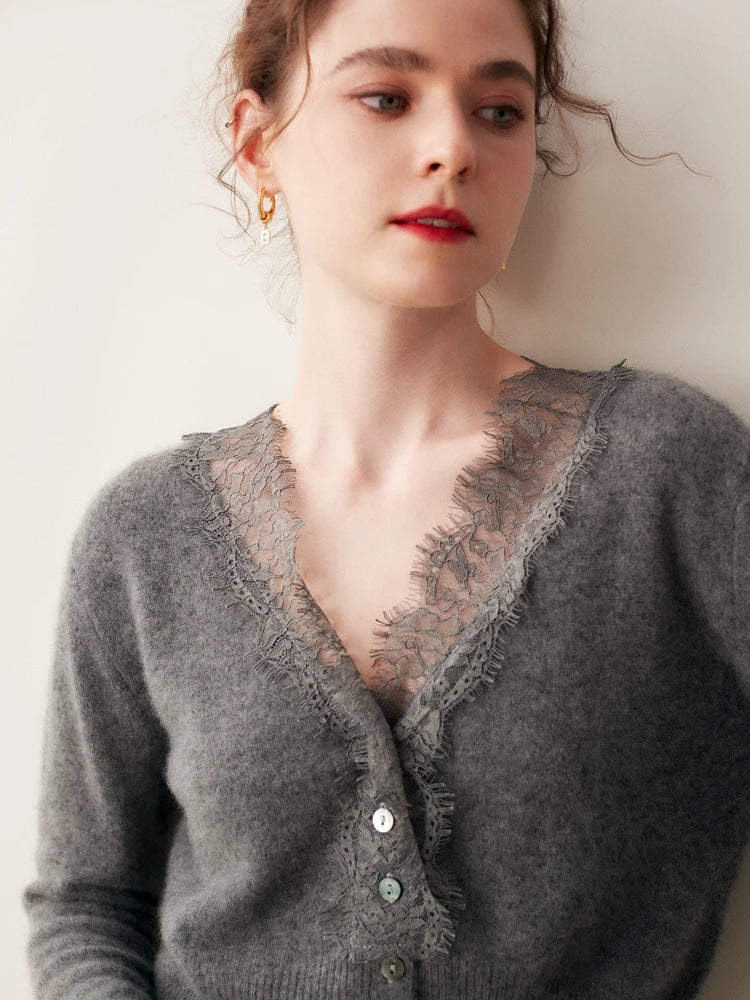 Women’s Lace Knit Cardigan – Soft Elegant Layering Cardigan with Refined Details