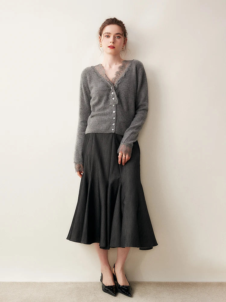 Women’s Lace Knit Cardigan – Soft Elegant Layering Cardigan with Refined Details