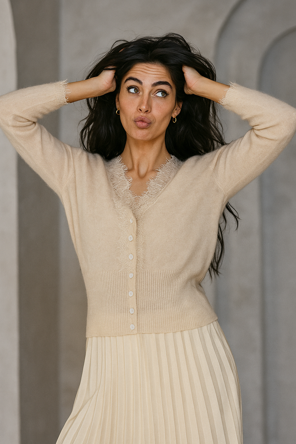 Women’s Lace Knit Cardigan – Soft Elegant Layering Cardigan with Refined Details