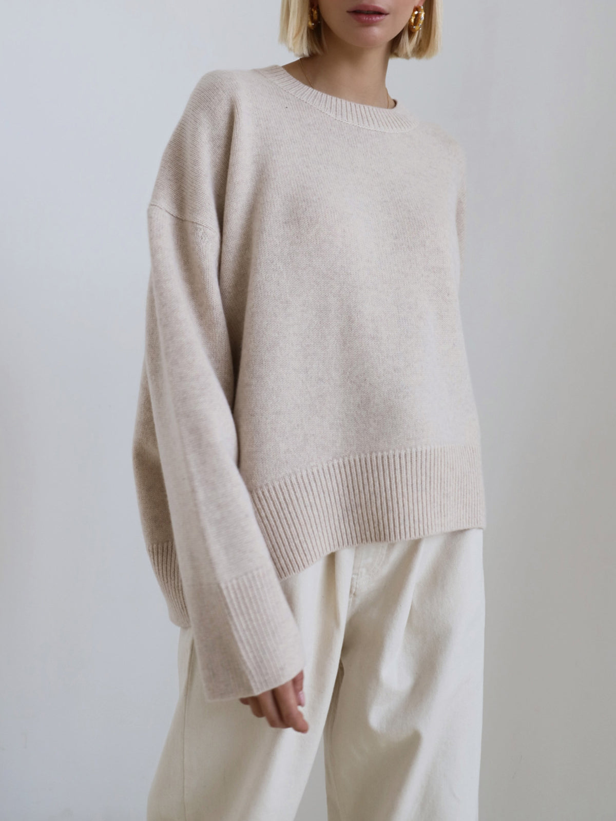 Women’s Oversized Knitted Sweater – Soft Pastel Pink Comfort-Fit Pullover
