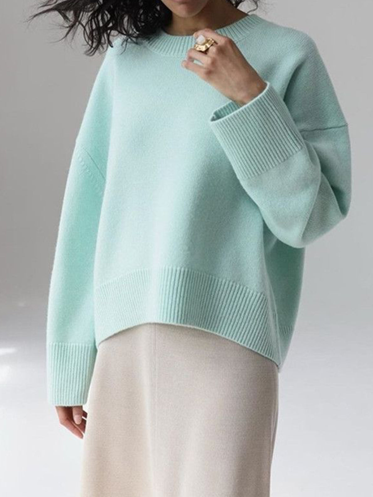Women’s Oversized Knitted Sweater – Soft Pastel Pink Comfort-Fit Pullover