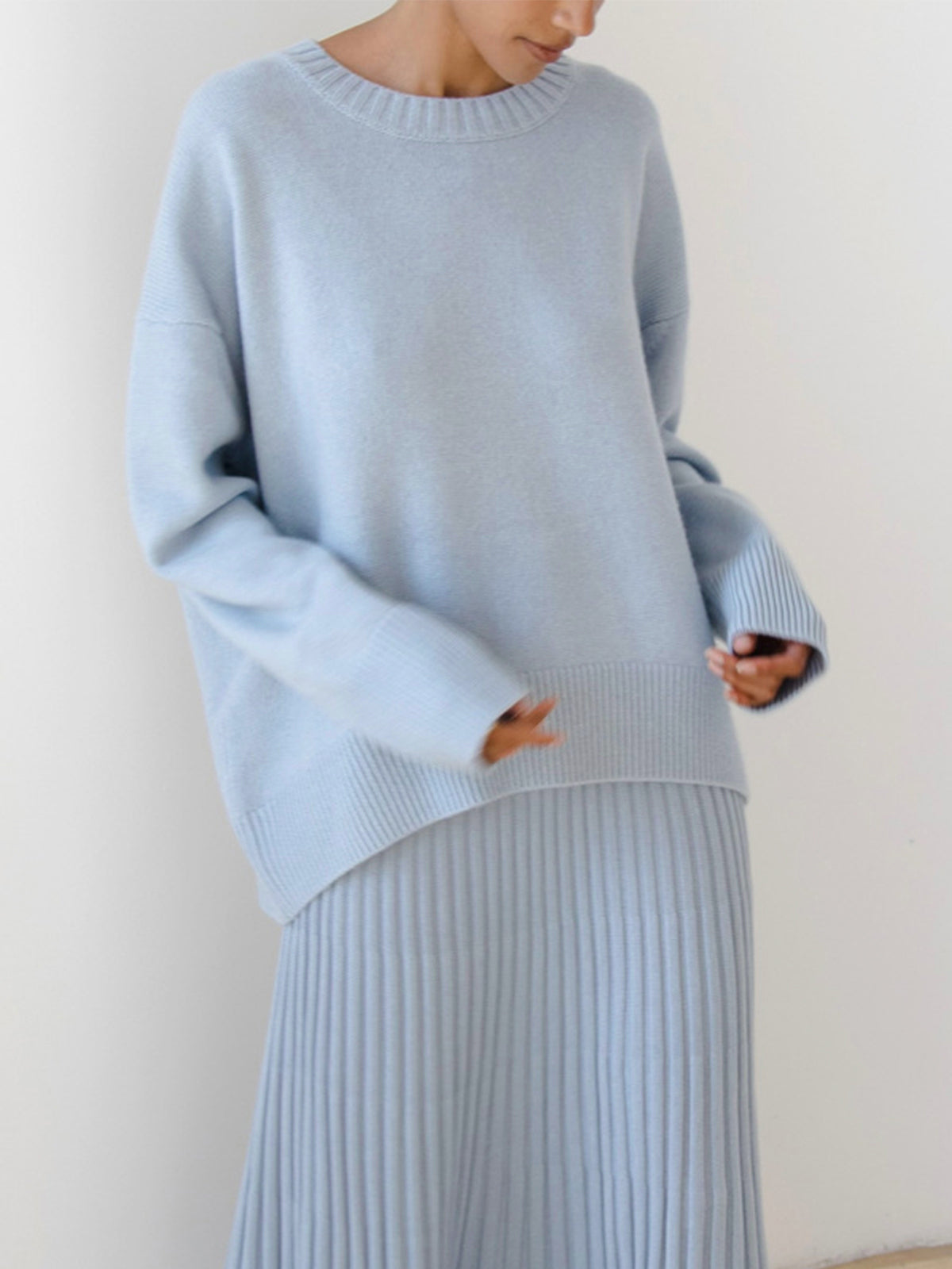 Women’s Oversized Knitted Sweater – Soft Pastel Pink Comfort-Fit Pullover