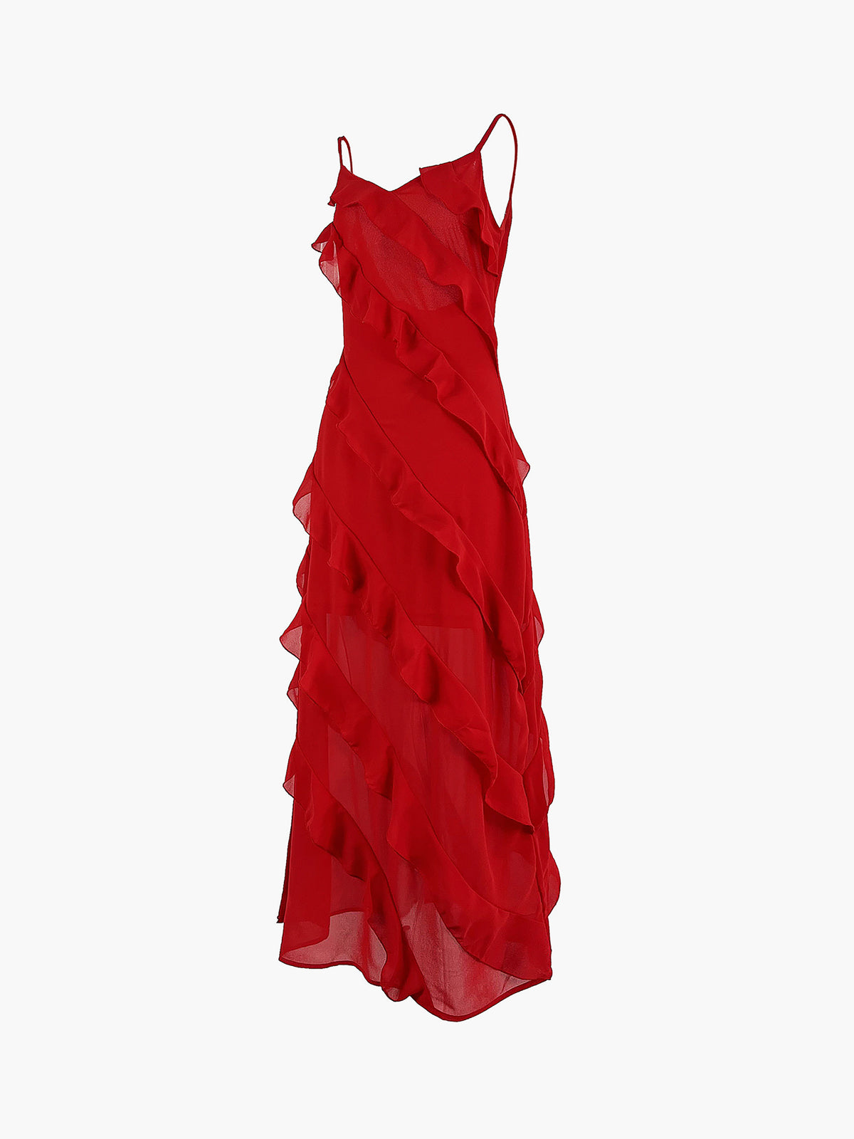Maxi Dress with Ruffles & Open Back – Elegant, Light and Airy